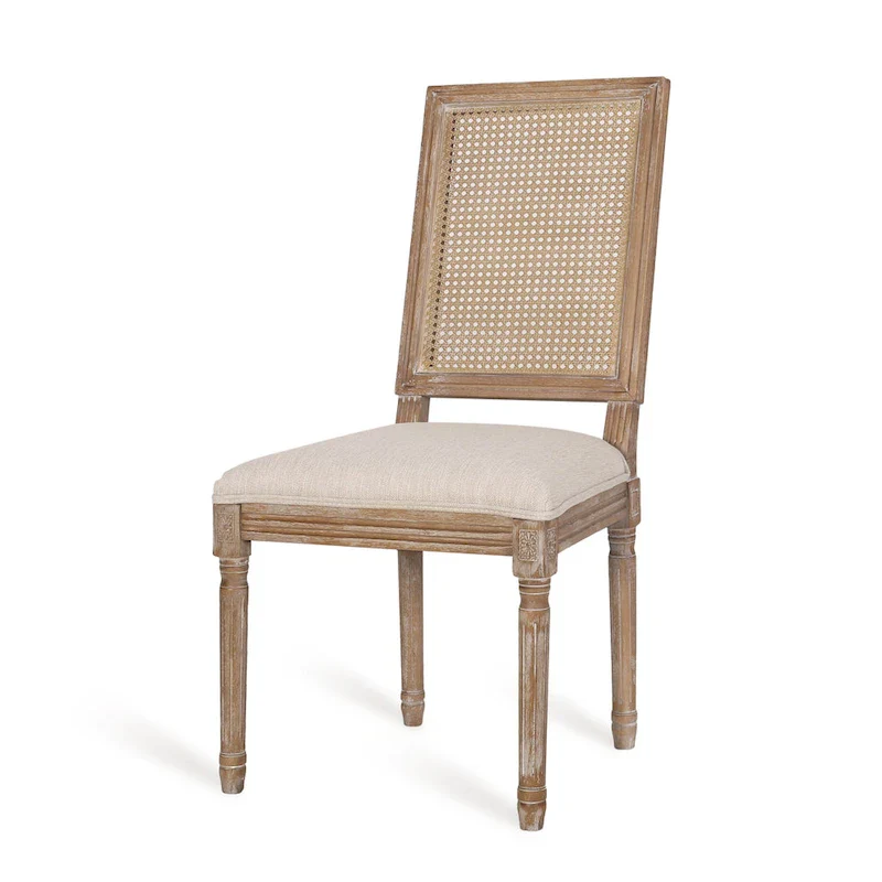 Regina French Country Wood and Cane Upholstered Dining Chair (Set of 6)