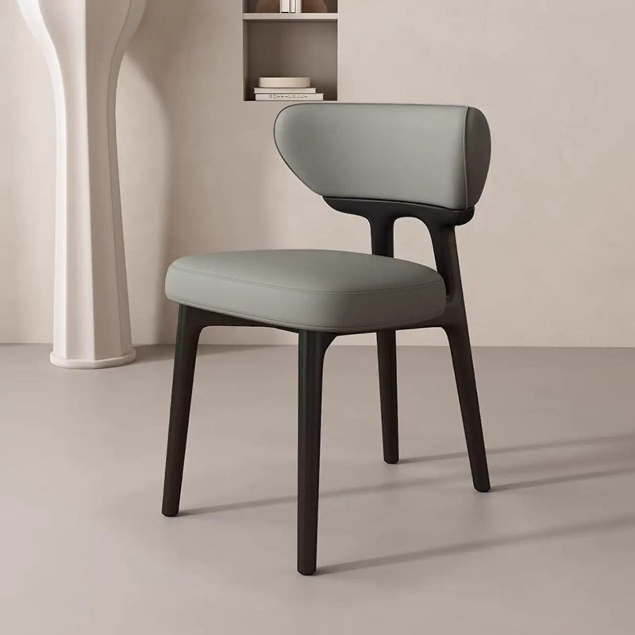 Scandinavian Low Back Upholstered Wood Dining Chair