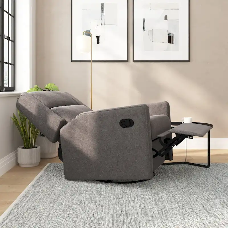Classic Upholstered Manual Recline Rocking Swivel Glider Chair