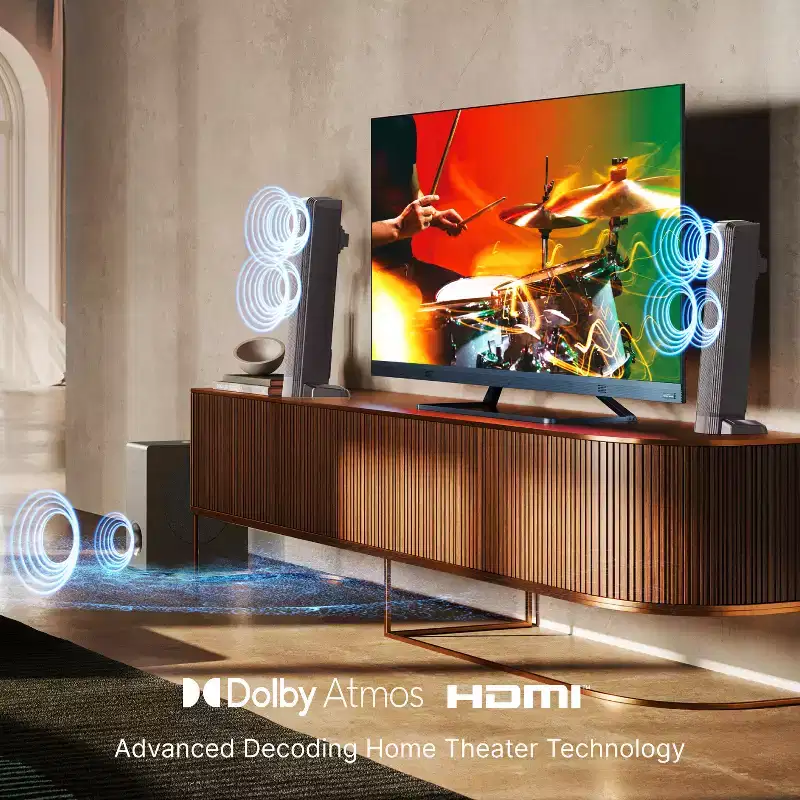 ULTIMEA Apollo S60 4.1ch Sound Bar, Dolby Atmos, Bluetooth 5.3, Subwoofer, 280W Peak Power, 3 EQ Modes, HDMI eARC