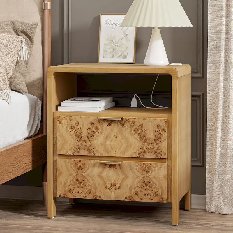 Brown Rustic Farmhouse Fully-Assembled Dresser with Wood Grain Drawers