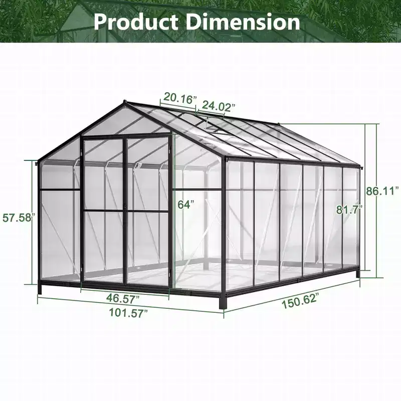 Mondawe 8'x12' Walk-In Greenhouse,Heavy-Duty Polycarbonate Garden Greenhouse