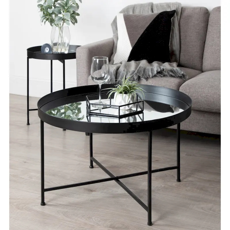 Kate and Laurel Celia Round Metal Coffee Table - 28.25x28.25x19