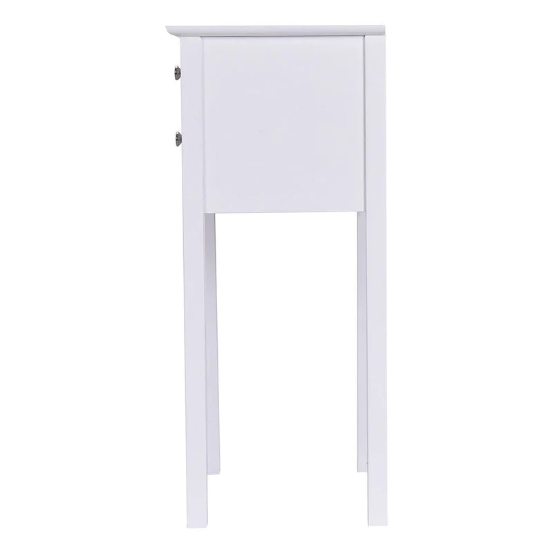 Side Table End Accent Table with 2 Drawers-White - 16.0 x 13.0 x 30.0 (L x W x H)