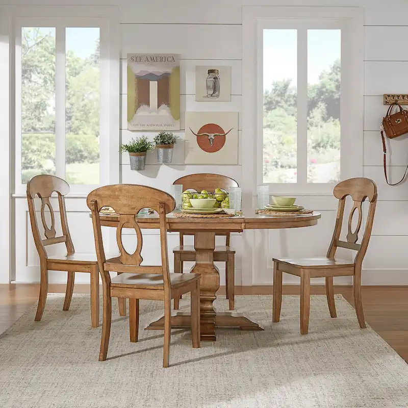 Two-Tone Oval Solid Wood Dining Table