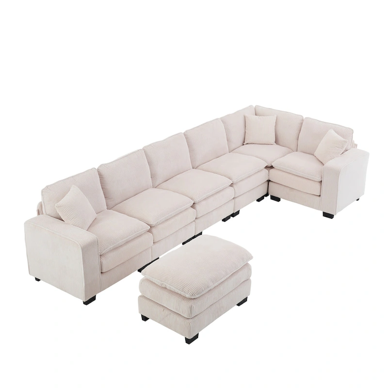 White 118.1 Luxurious U-Shaped 6-Seater Sofa