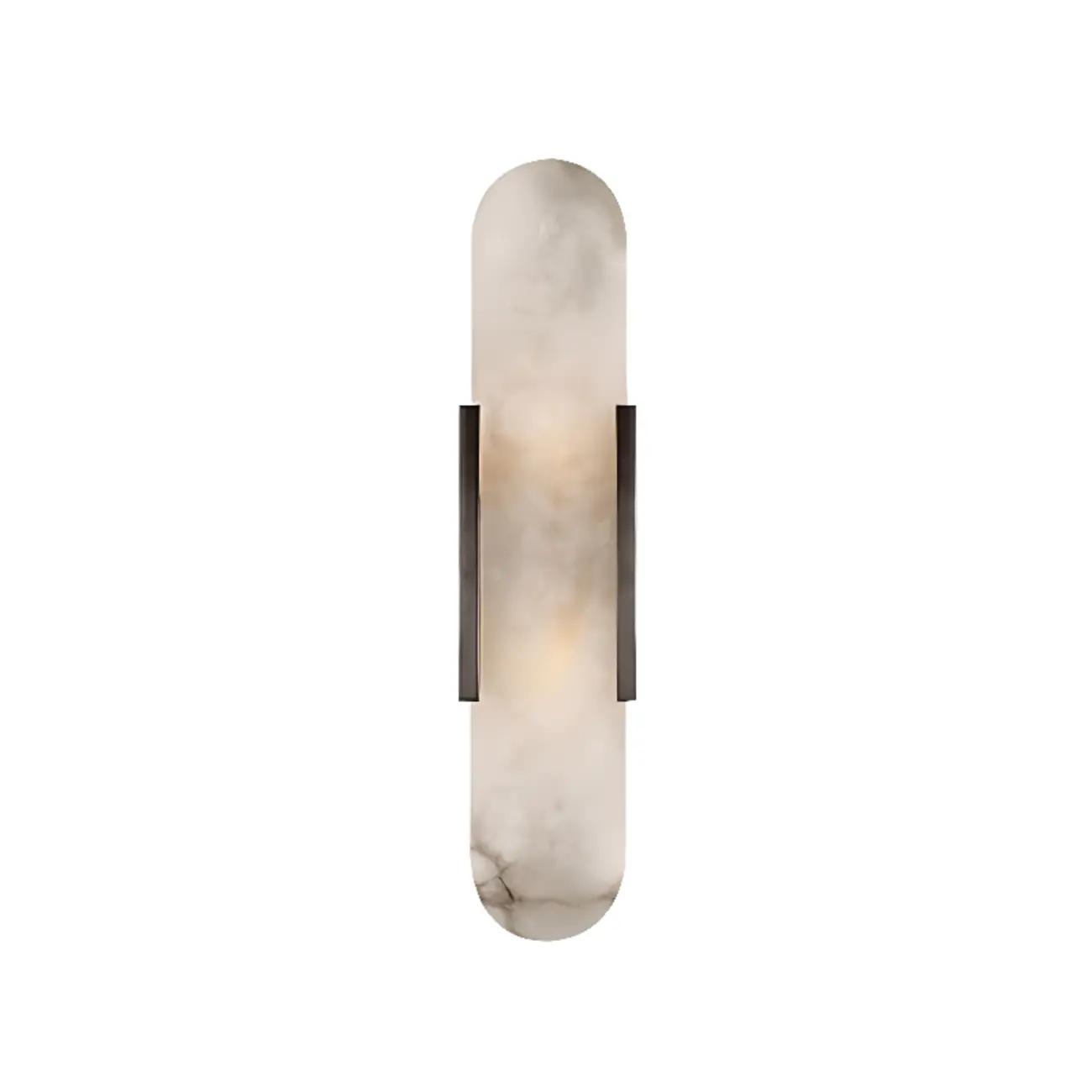 Modern Brass Oval Wall Light with Stone Chalk Shade