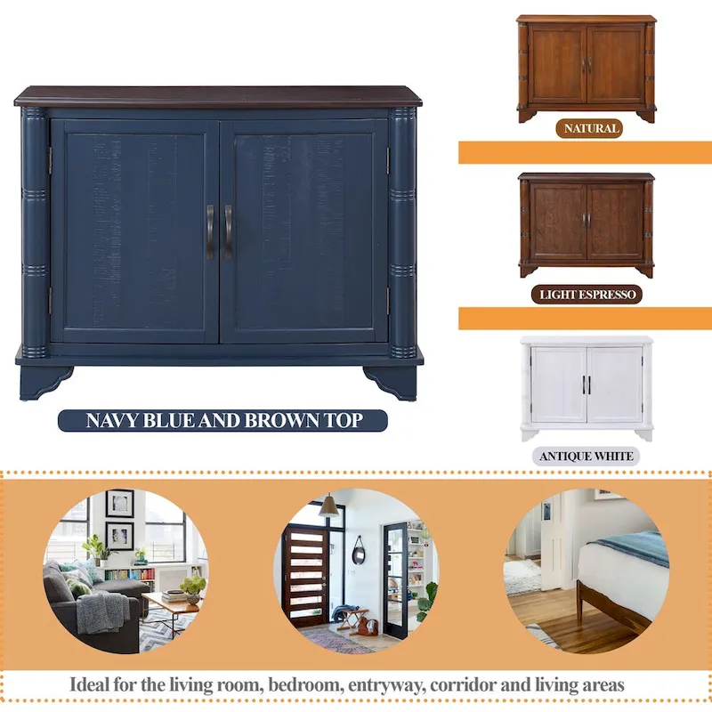 Mid Century 40 Sideboard Buffet Console Table with Adjustable Shelf