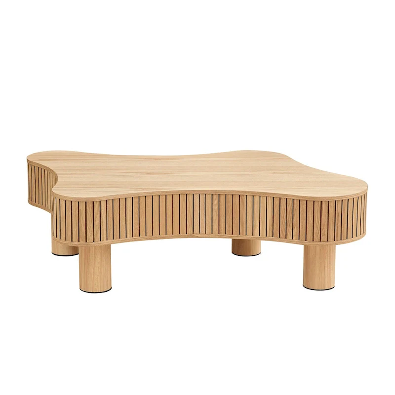 42.52 Inch Modern Wooden Handcraft Drum Coffee Table