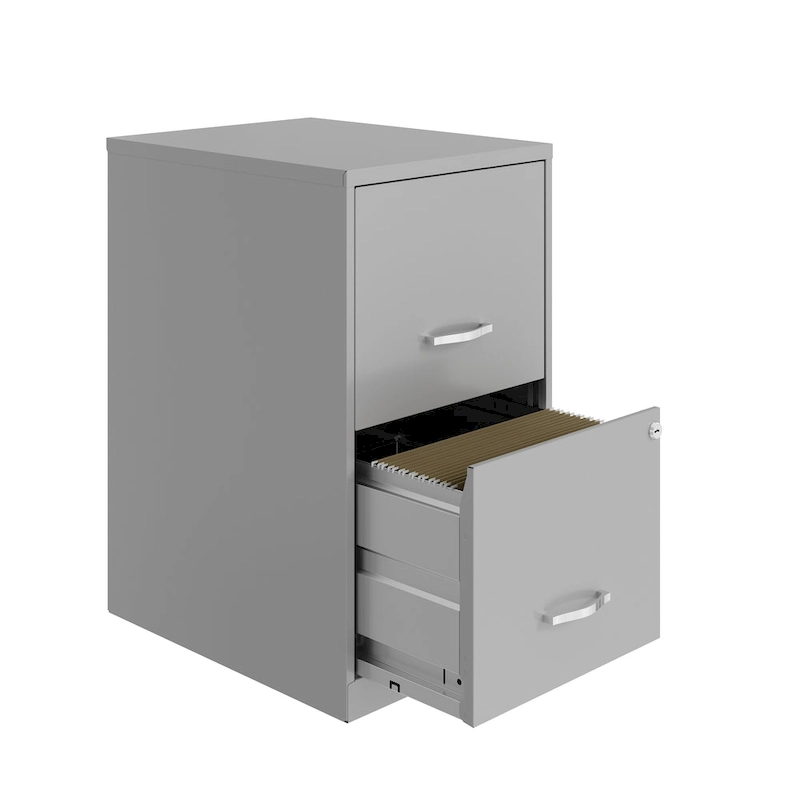 Space Solutions 18in. 2 Drawer Metal File Cabinet, Arctic Silver