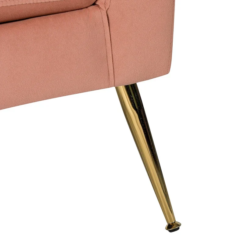 Velvet Tufted Accent Armchair with Gold Metal Legs – 250lbs Capacity