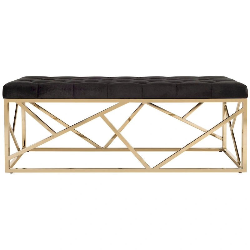 SAFAVIEH Nolie Black/ Gold Tufted Rectangular Bench - 48.5  x 20.3  x 18  - 49Wx20Dx18H