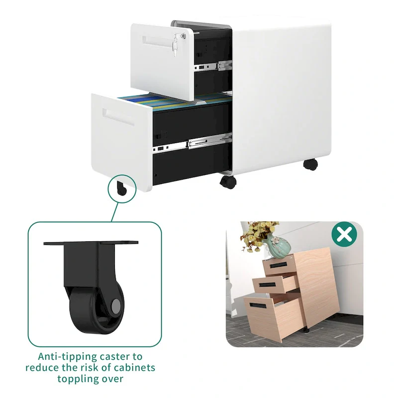Modern 24.8  2-drawer Rolling Locking Steel File Cabinet