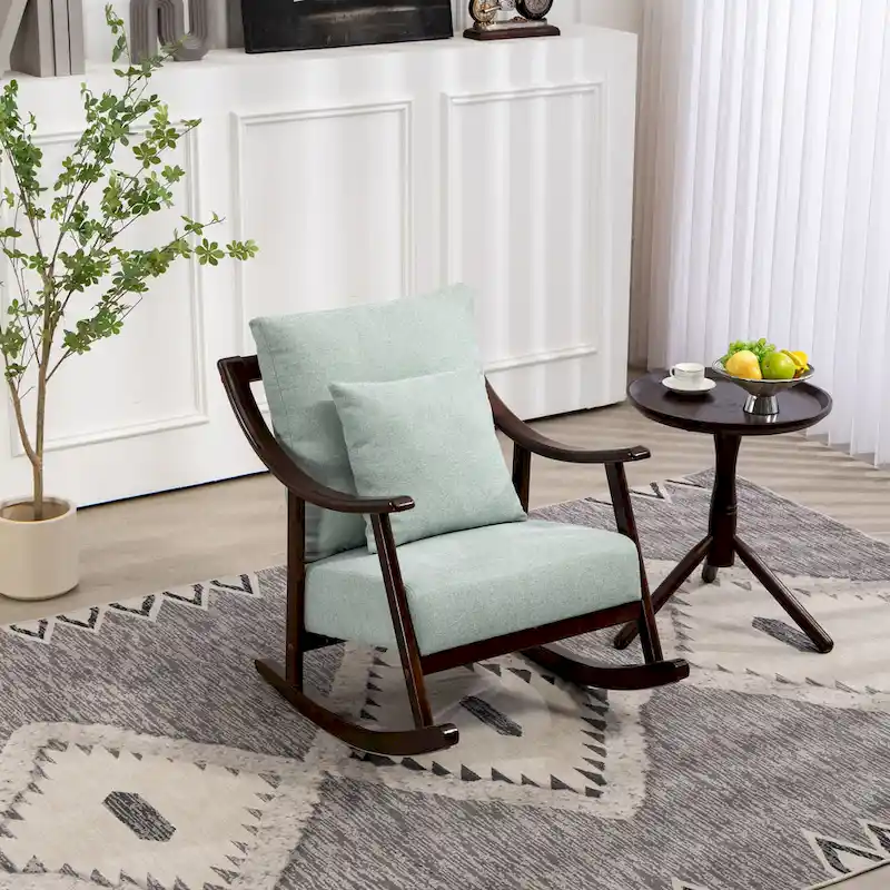 Linen Solid Wood Rocking Arm Chair