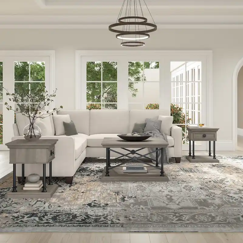 Black Square Coffee Table with 2 End Tables