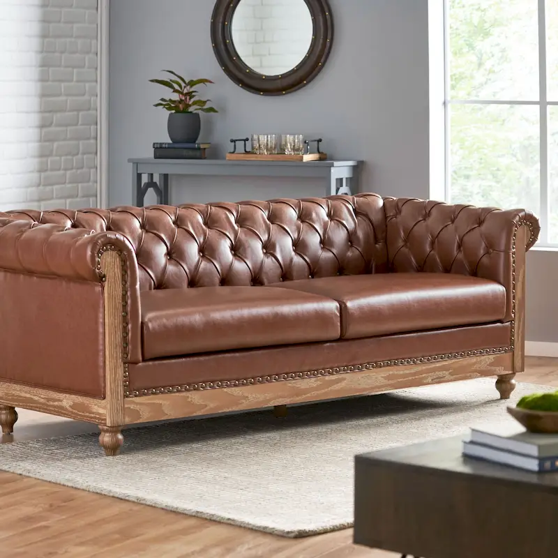 Castalia Nailhead Trim Chesterfield Sofa by Christopher Knight Home - 78.75 L x 33.50 W x 28.00 H