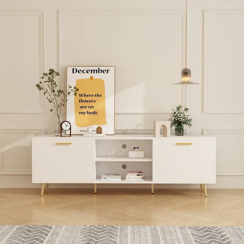 Entertainment Centers TV Stand With 2 Doors