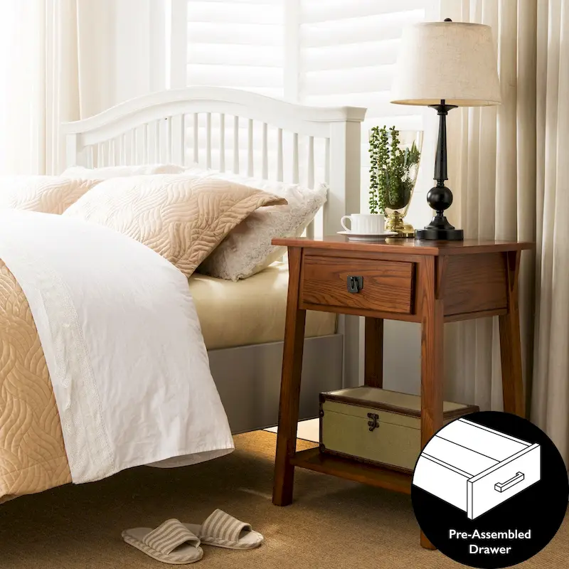 Solid Wood Mission End Table with Drawer