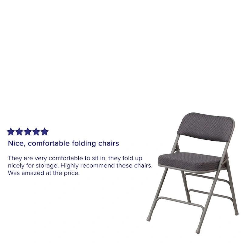 2 Pack Curved Triple Braced & Hinged Fabric Upholstered Metal Folding Chair