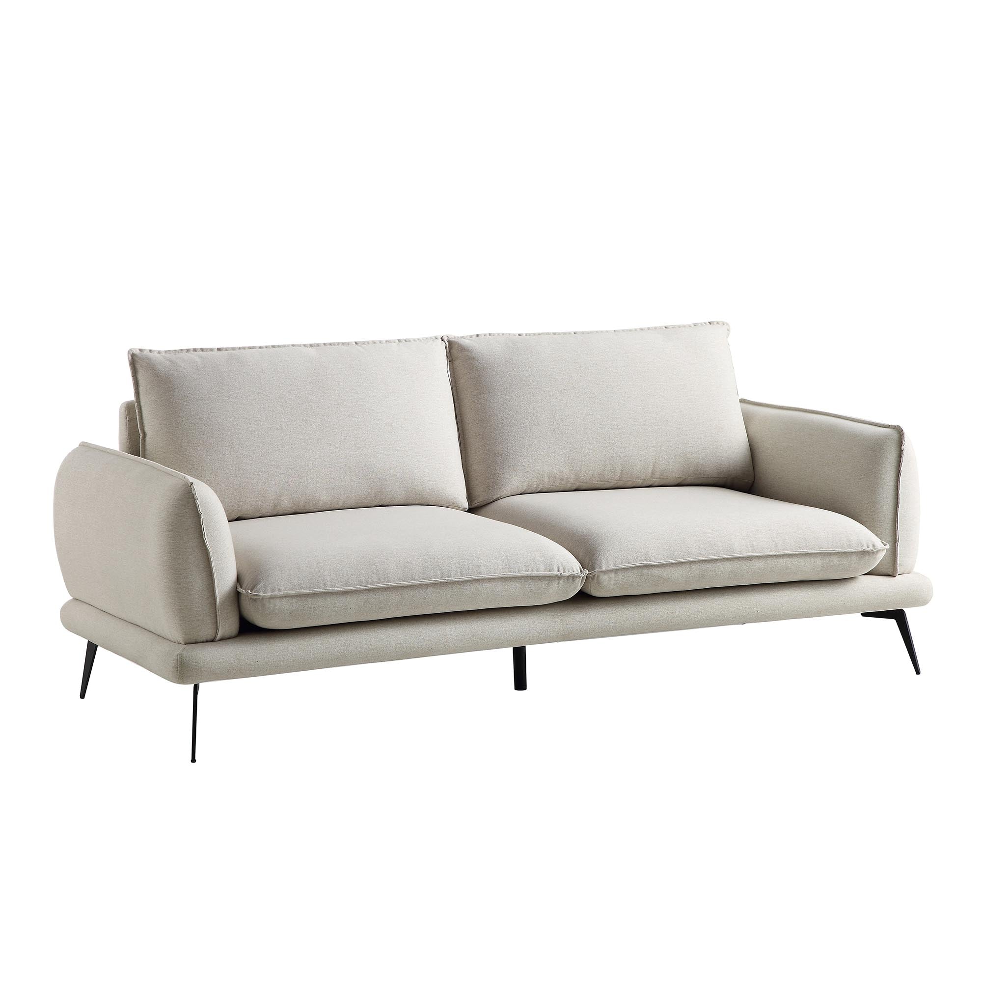 Oatmeal Fabric Sofa, 3-Seater