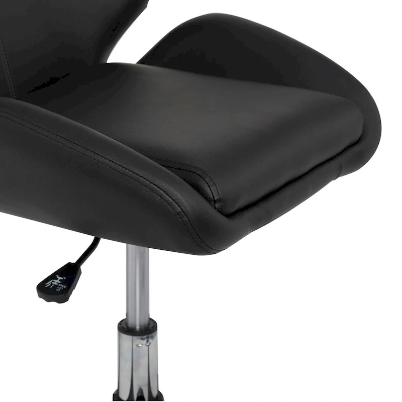 Black Faux Leather Office Chair with Chrome Base for Adults