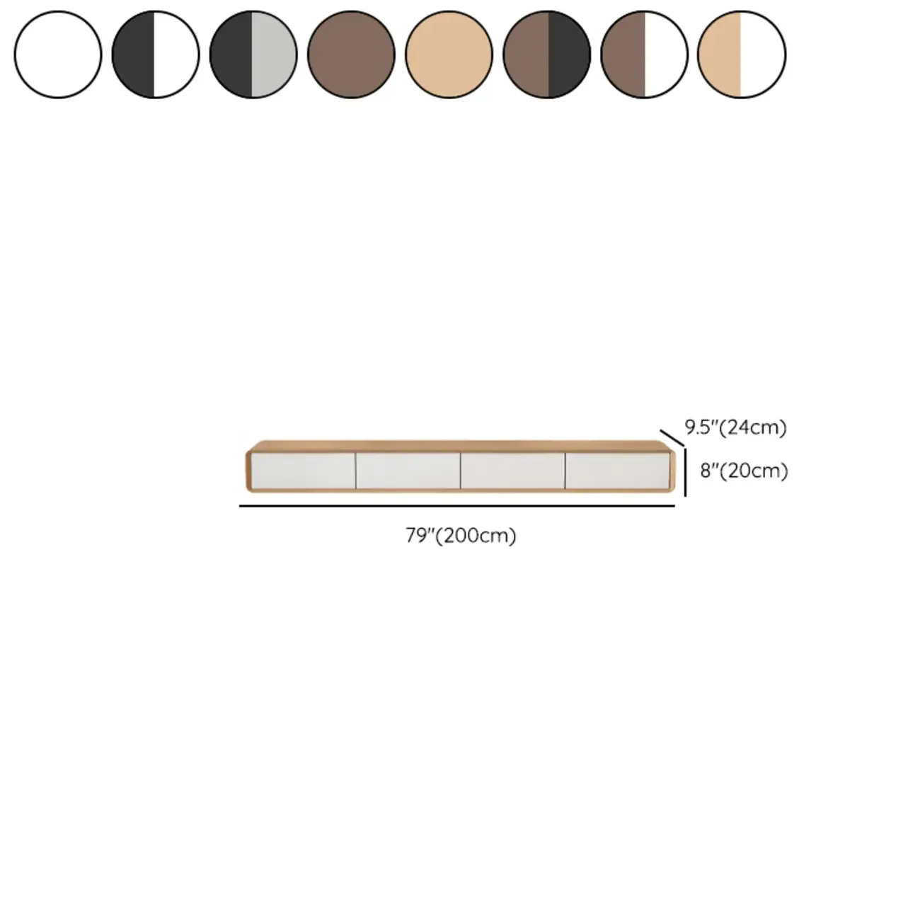 Walnut-Black Wood Drawers Floating Mount TV Stand Wall-Mounted