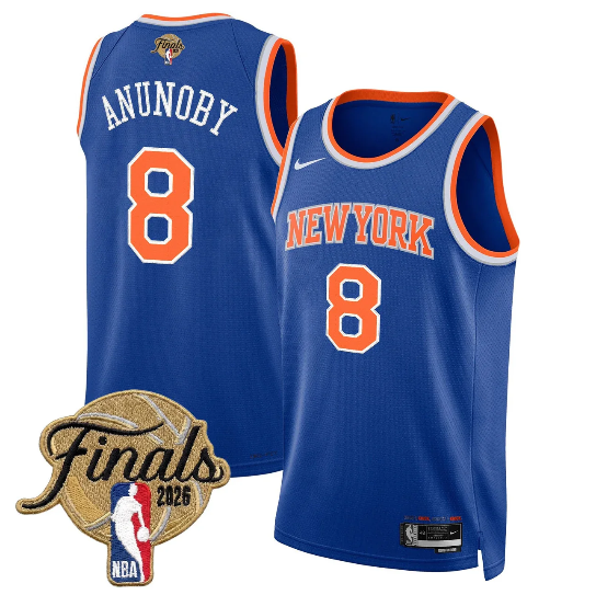 OG Anunoby 8 New York Knicks Unisex 2026 Finals Jersey - Icon Edition - Blue