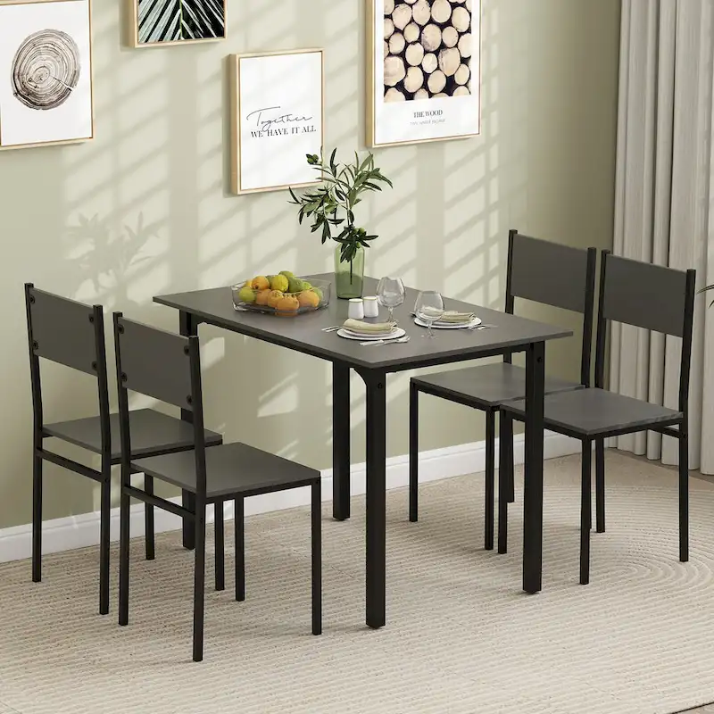 Costway 5 PCS Dining Table Set Industrial Style Kitchen Table & Chairs