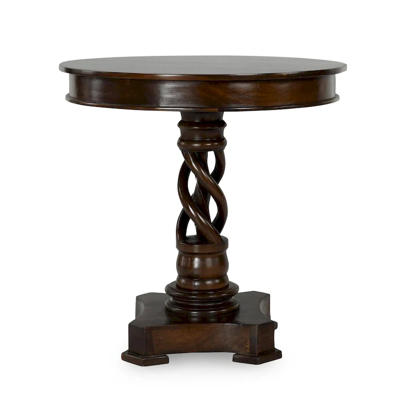 Honey Brown Round Pedestal Table - 30 Inch Mango Wood