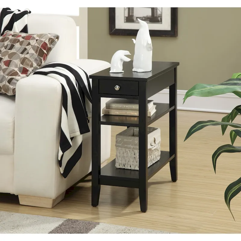16-Color Traditional Chairside End Table with 1 Drawer & 3 Shelves