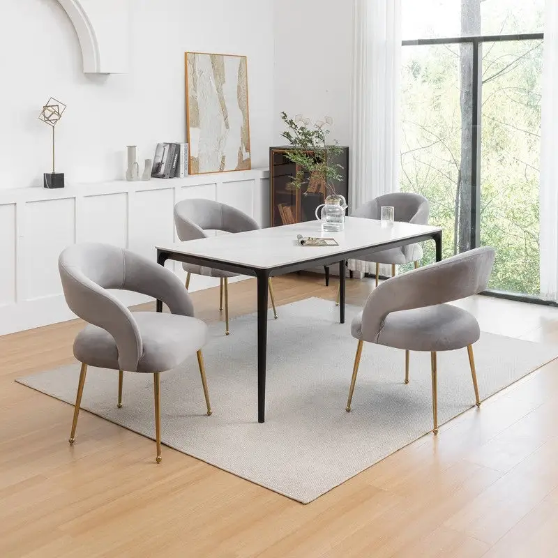 SEYNAR Mid Century Modern Velvet Upolstered Open-Back Dining Chair Set of 4