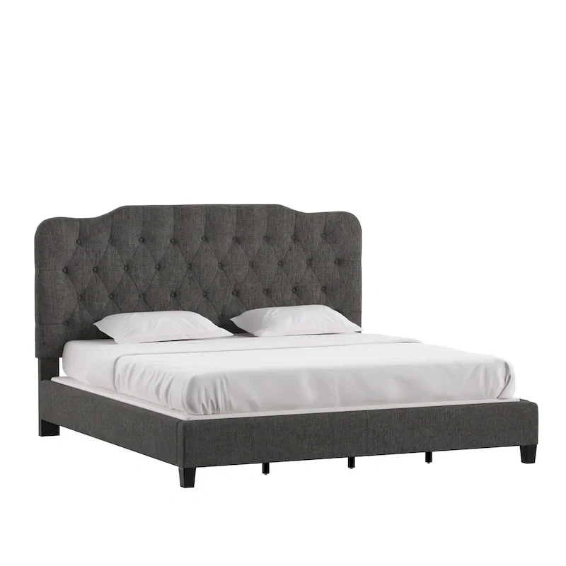 Upholstered Bed with Adjustable Headboard