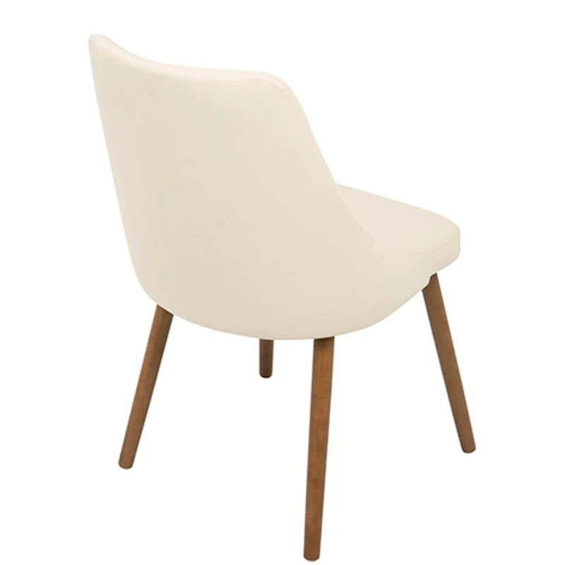 31.5 Walnut and Cream Quilted Faux Leather Modern Dining Chair