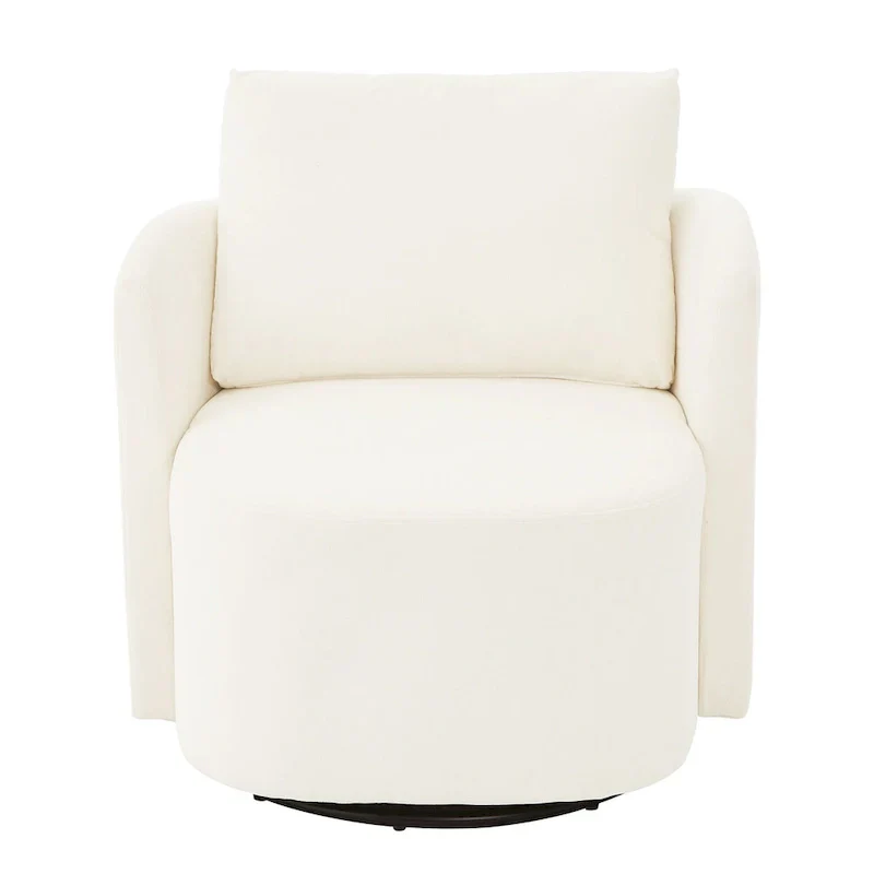360 Swivel Chair, 29.9 Accent Barrel Armchair, Upholstered Swivel Sofa Chair with Curved Design