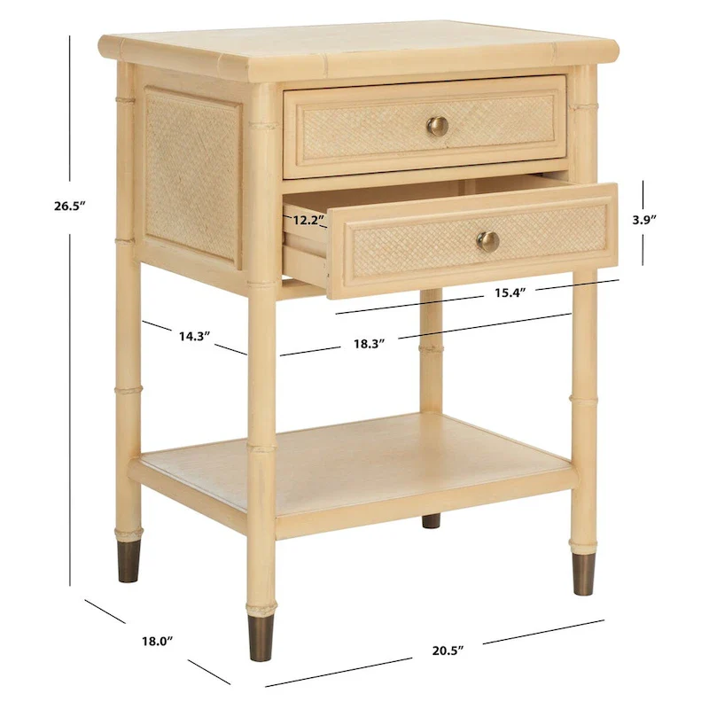 SAFAVIEH Dessa 2-Drawer 1-Shelf Accent Table. - 21  W x 18  D x 27  H - 21Wx18Dx27H