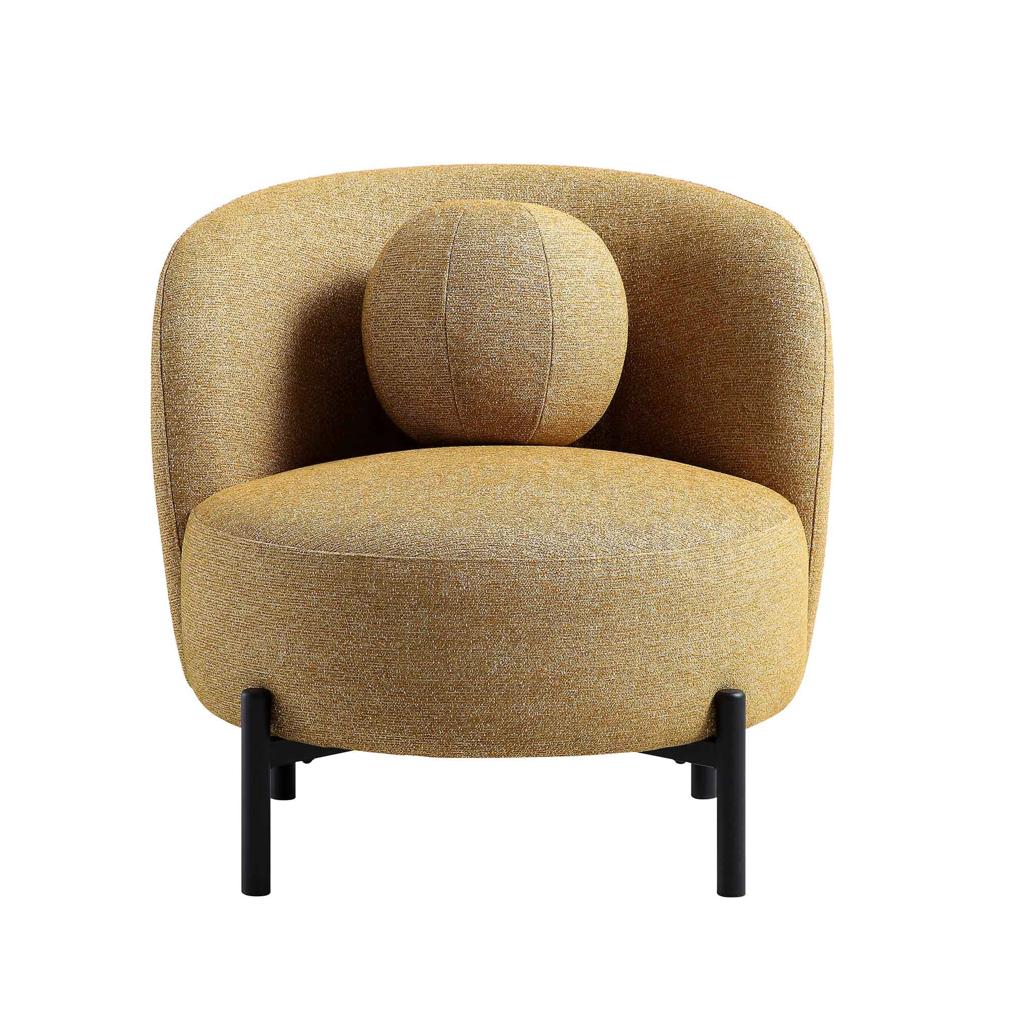Armchair with Ball Cushion, Marigold Textured Fabric