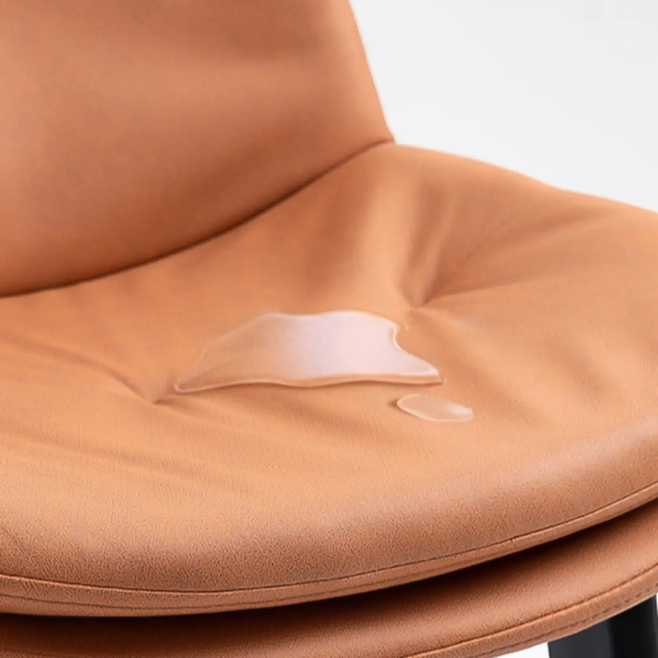 Scandinavian Wood Frame Leather Ergonomic Bucket Bar Stool