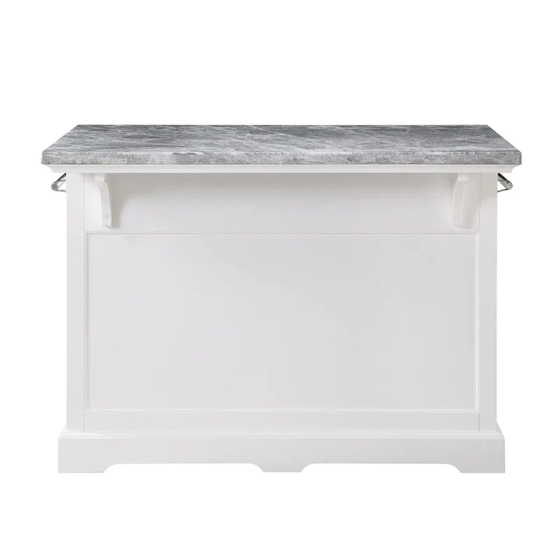 Kitchen Island - White with Grey Marble Top