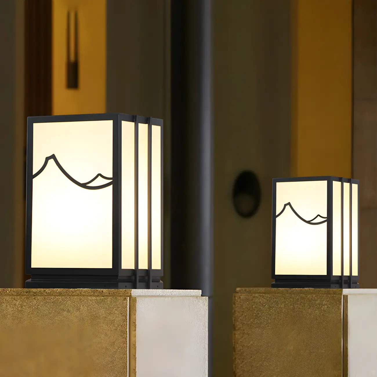 Sophisticated Rectangle Vertical White Shade Post Cap Light