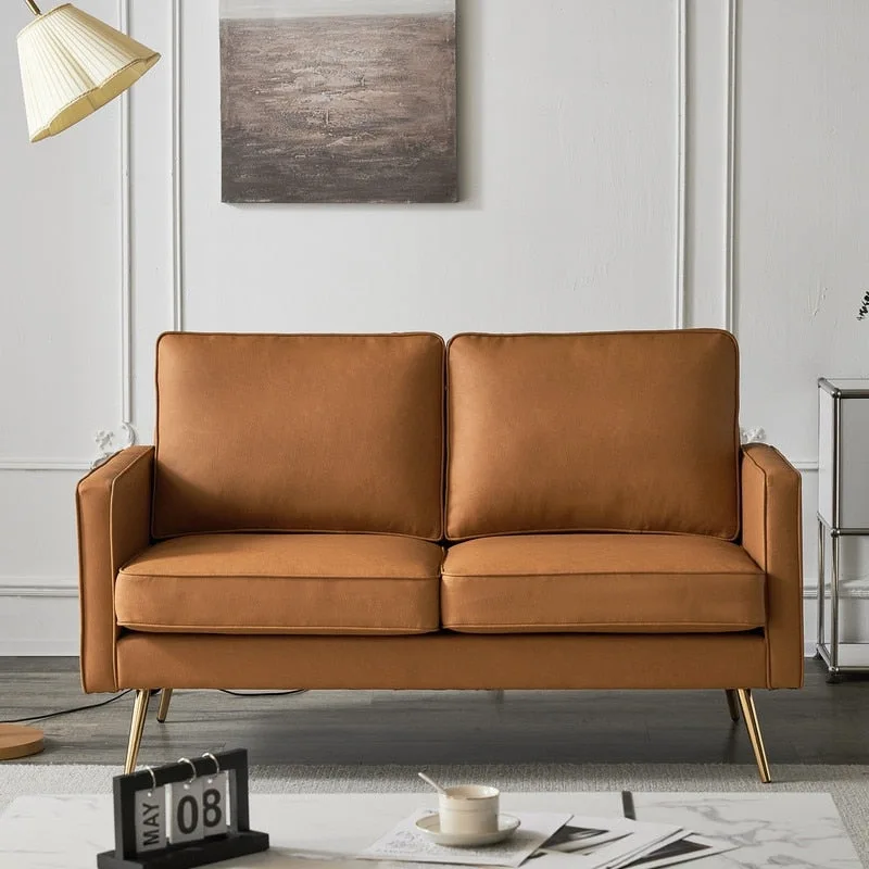 Modern 2-Seat Loveseat Sofa | Faux Leather, Corduroy & Velvet
