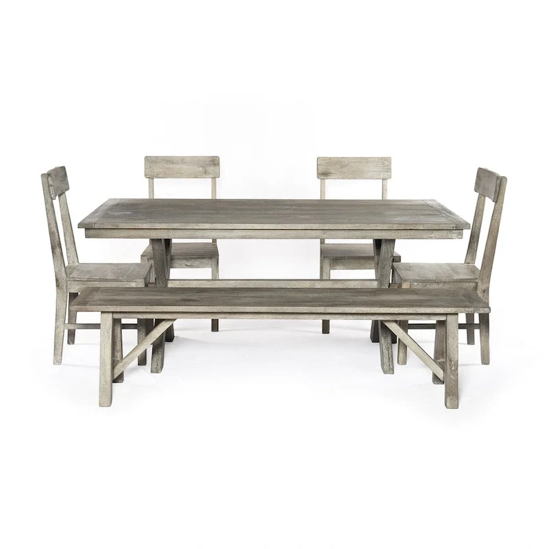 Traditional farmhouse Bench Seat Natural Look finish in Rowan Gray - 72 X 16 X 18