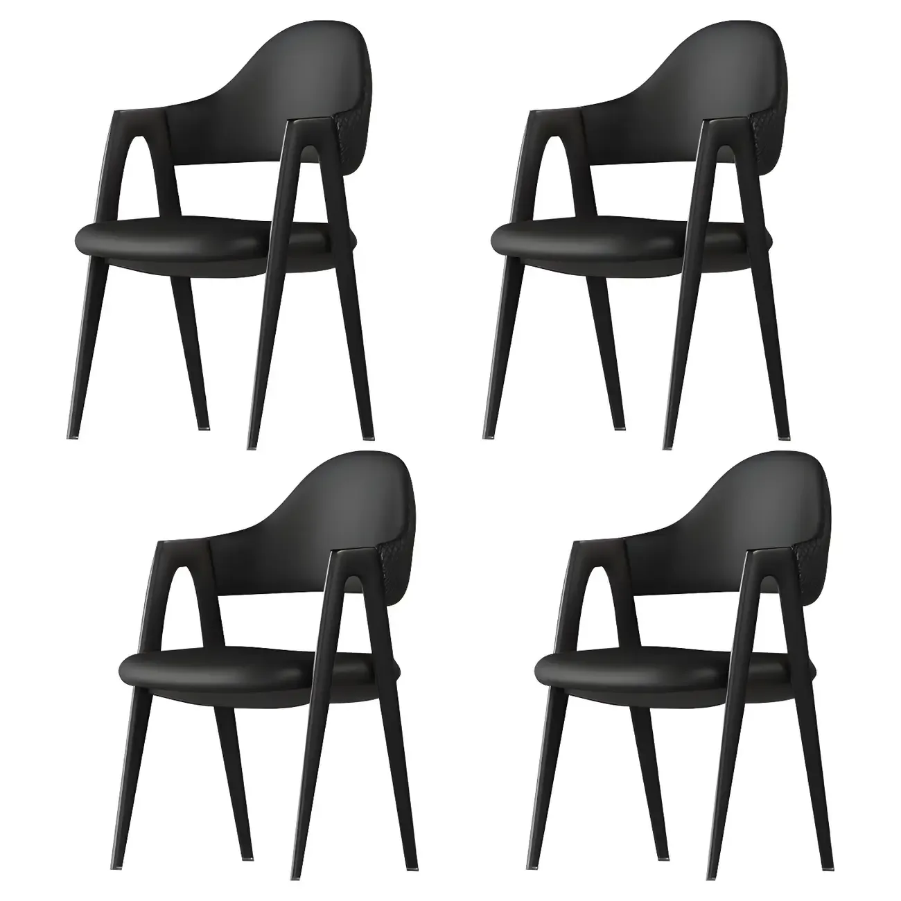 Modern Leather Curved Open Back Arm Dining Chair