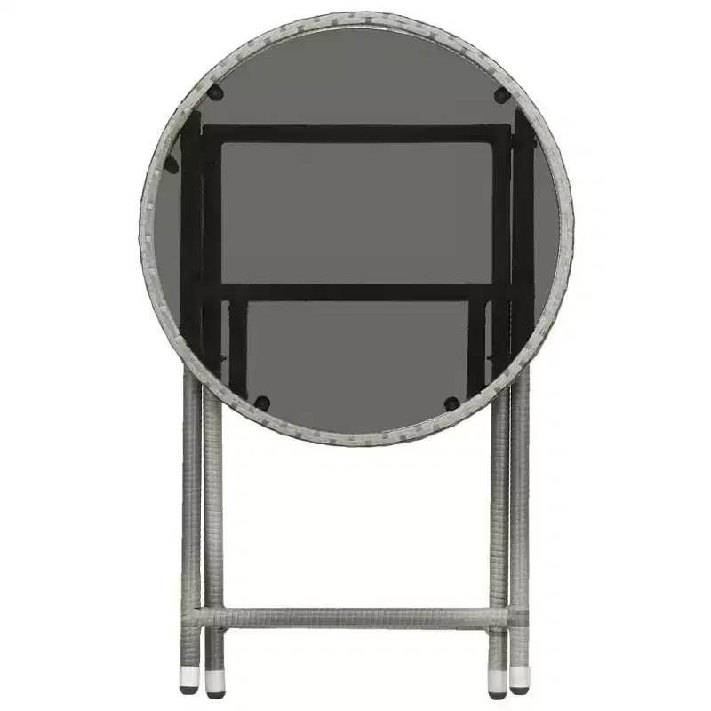 vidaXL Patio Bistro Set Bistro Table 3 Piece Poly Rattan and Tempered Glass