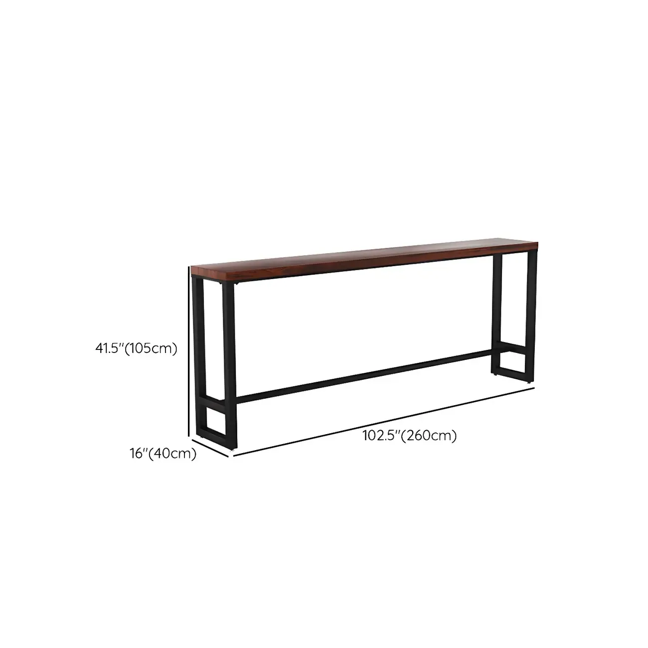 Rectangle Brown Wooden Bar Table With Footrest