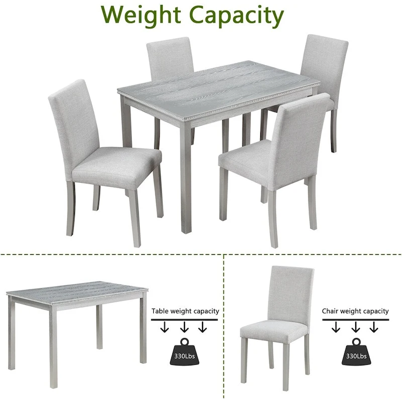 5-piece Wood Dining Counter Height Table and Chair Set