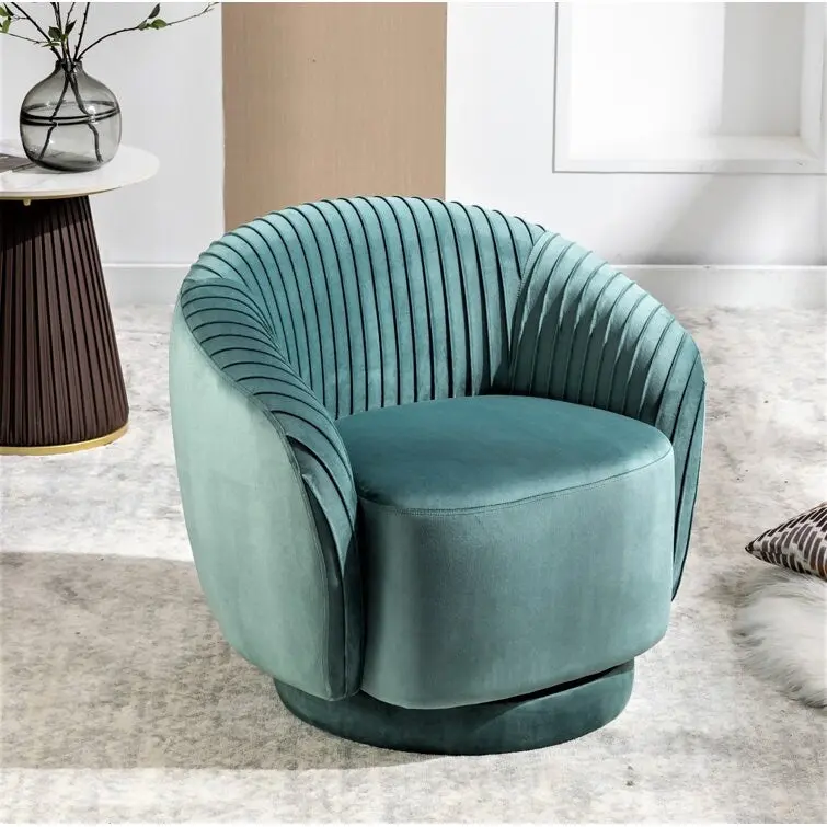 Modern Barrel Swivel Accent Chair with Plush Velvet Upholstery