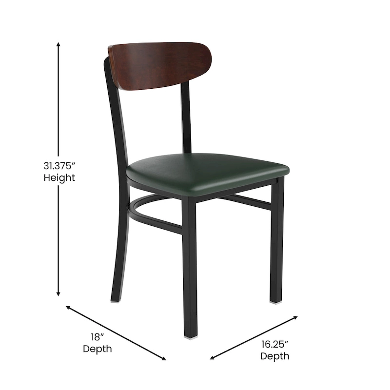 Commercial Metal Dining Chair with Wood Seat and Boomerang Back