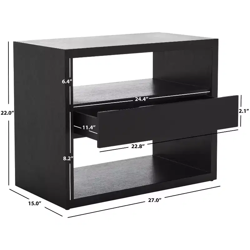 Munson 2 Shelf 1 Drawer Nightstand - NST6603 - Safavieh