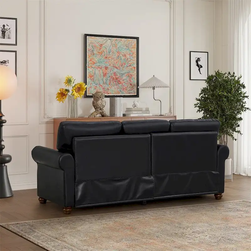 Classic Living Room Nails Sofa,Faux Leather