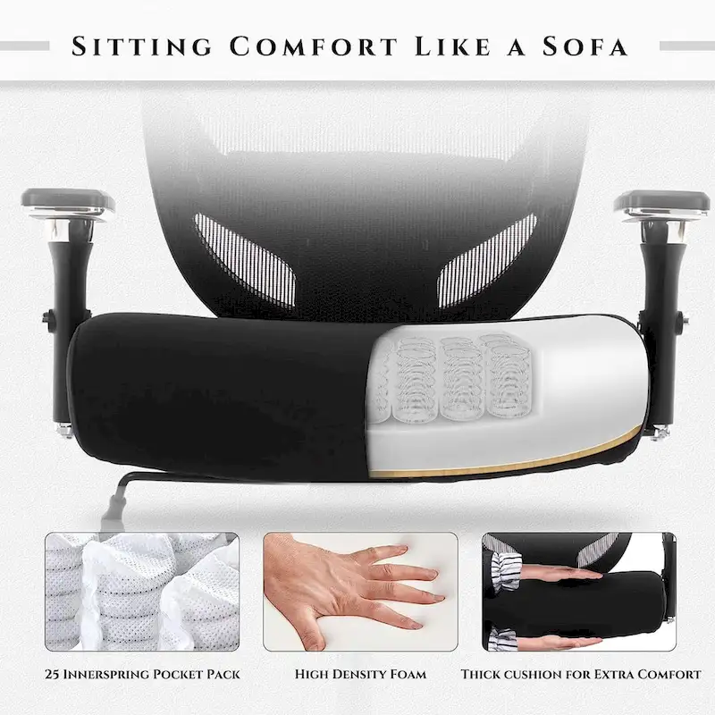 Big and Tall Heavy Duty Ergonomic Mesh Office Chair 500lbs with Wide Thick Seat